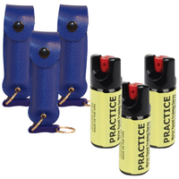 Load image into Gallery viewer, 3 1/2 oz. Pepper Spray Keychains PLUS 3 Inert Training Sprays
