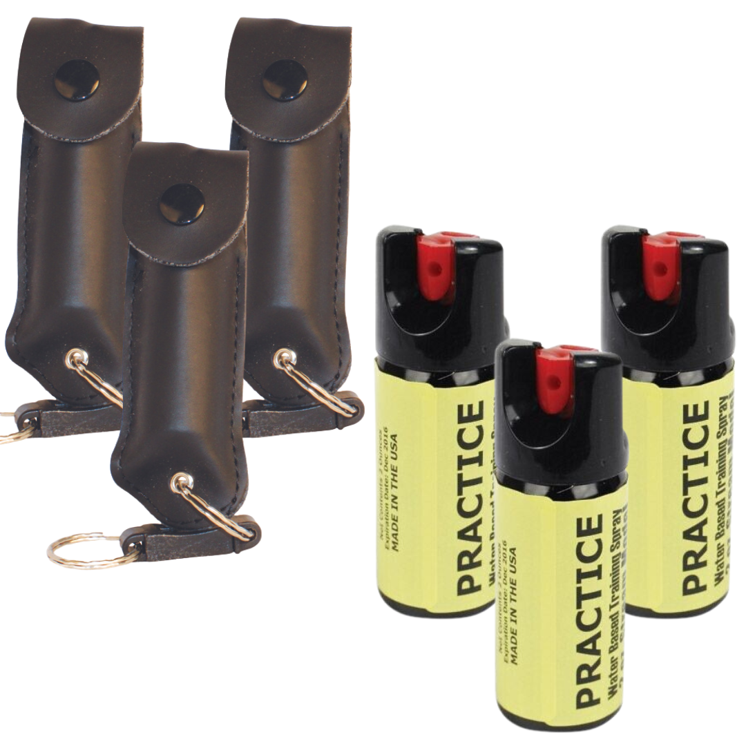 3 1/2 oz. Pepper Spray Keychains PLUS 3 Inert Training Sprays