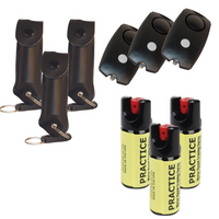 Load image into Gallery viewer, 3 Pepper Spray Keychains PLUS 3 Training Sprays PLUS 3 Personal Alarms
