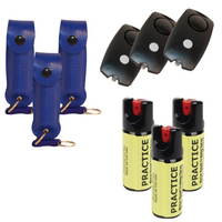 Load image into Gallery viewer, 3 Pepper Spray Keychains PLUS 3 Training Sprays PLUS 3 Personal Alarms
