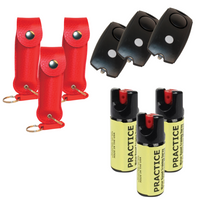 Load image into Gallery viewer, 3 Pepper Spray Keychains PLUS 3 Training Sprays PLUS 3 Personal Alarms
